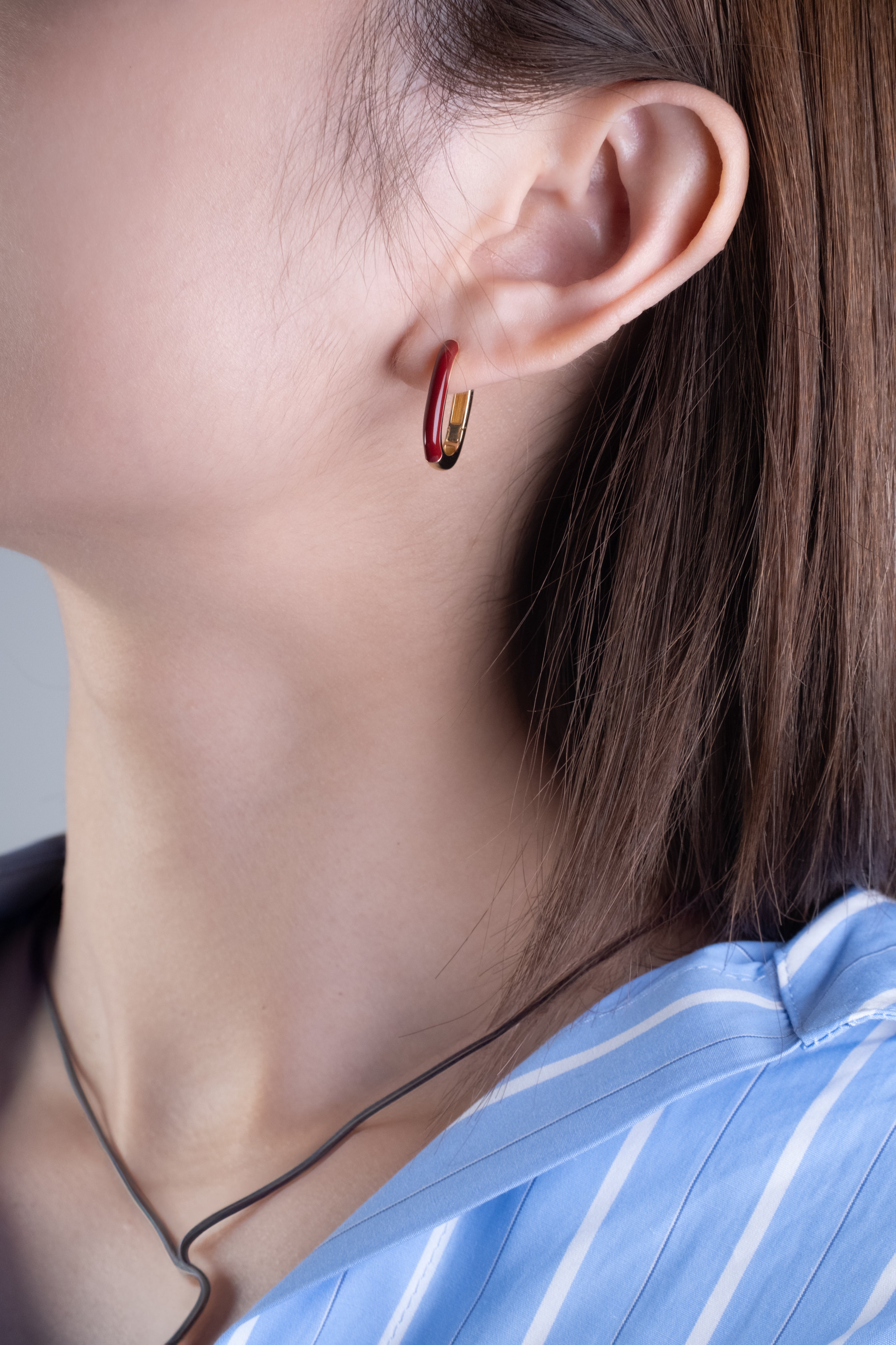 Burgundy Horseshoe Earrings